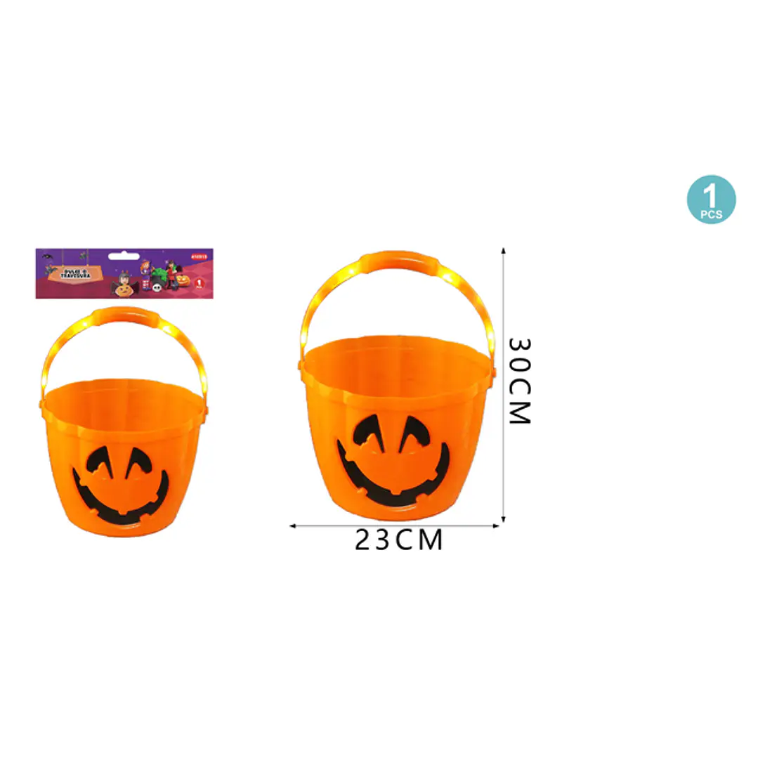 Balde Para Dulces Calabaza C/Luz Halloween 1