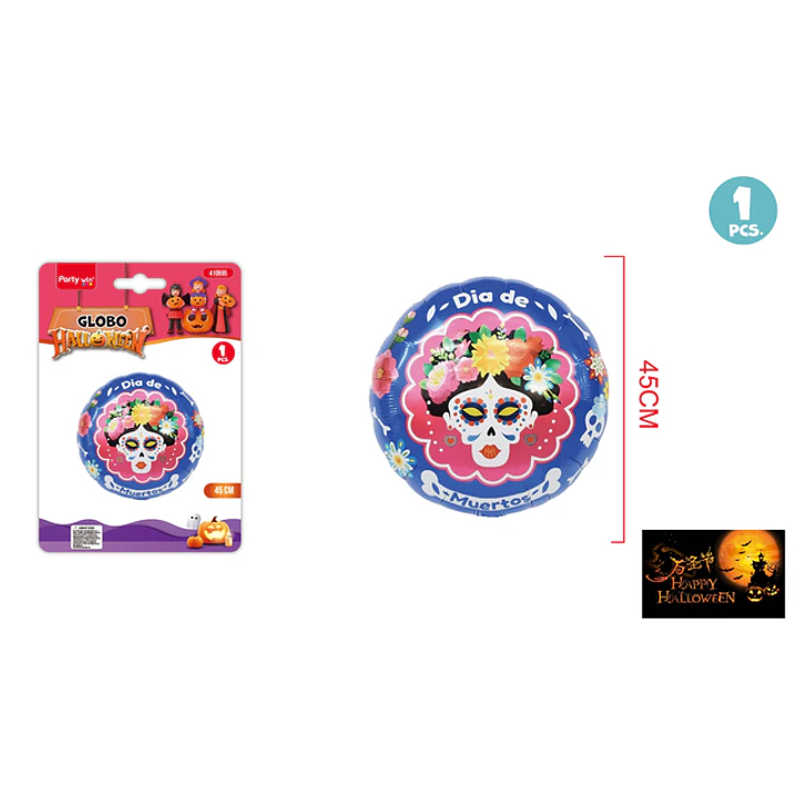 Globo Metalizado Catrina Halloween 45Cm 1