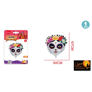 Globo Metalizado Calavera Frida Halloween 60X54Cm