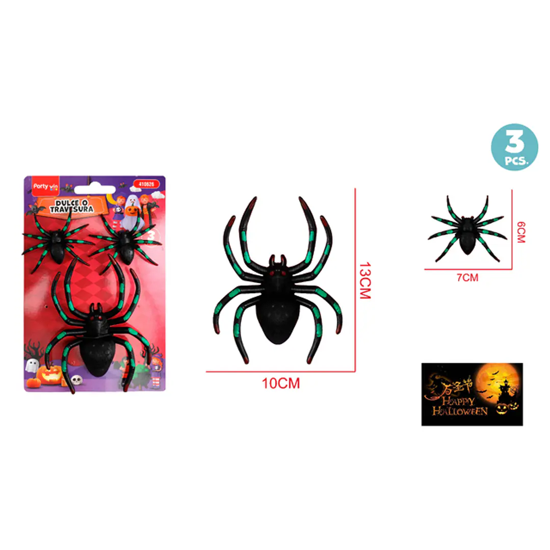 Decoracion Para Halloween Araña 3 Unidades 1