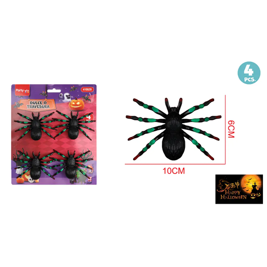 Decoracion Para Halloween Araña 4 Unidades 1