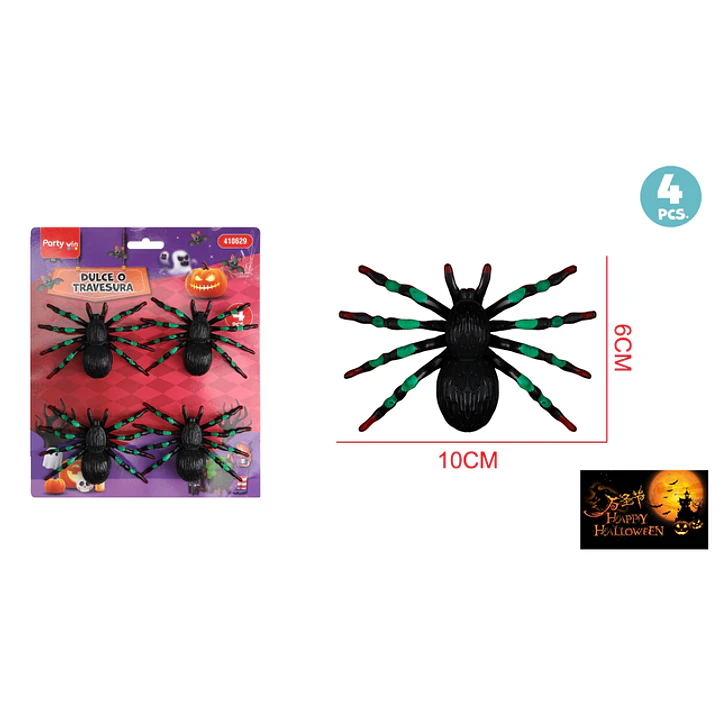 Decoracion Para Halloween Araña 4 Unidades 1