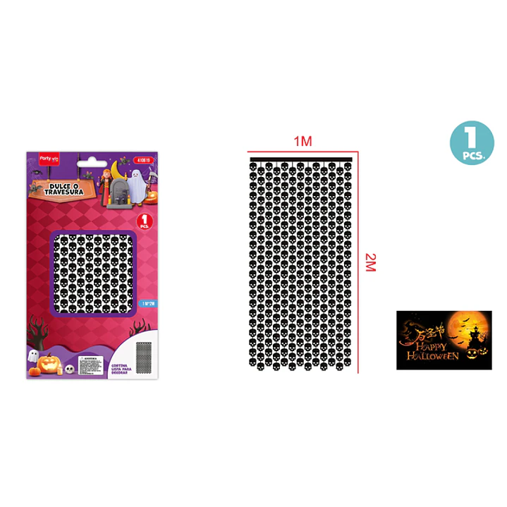 Cortina Para Halloween Esqueleto 1X2M 1