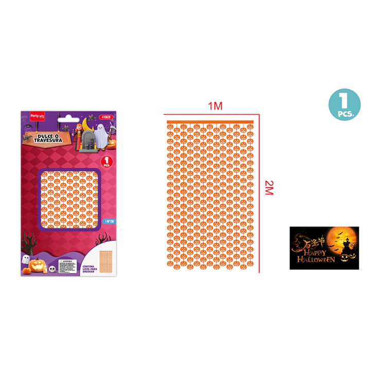Cortina Para Halloween Calabaza 1X2M 1