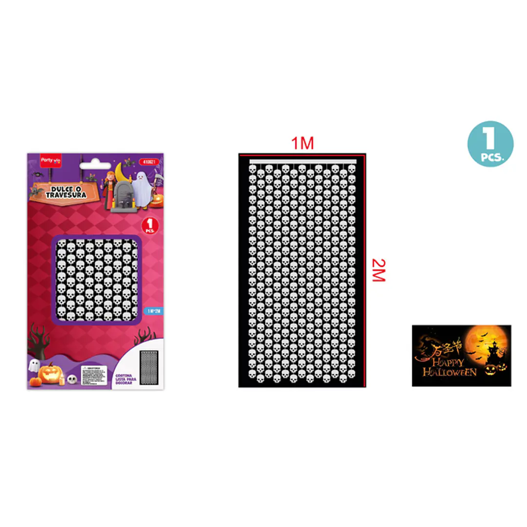 Cortina Para Halloween Esqueleto 1X2M 1