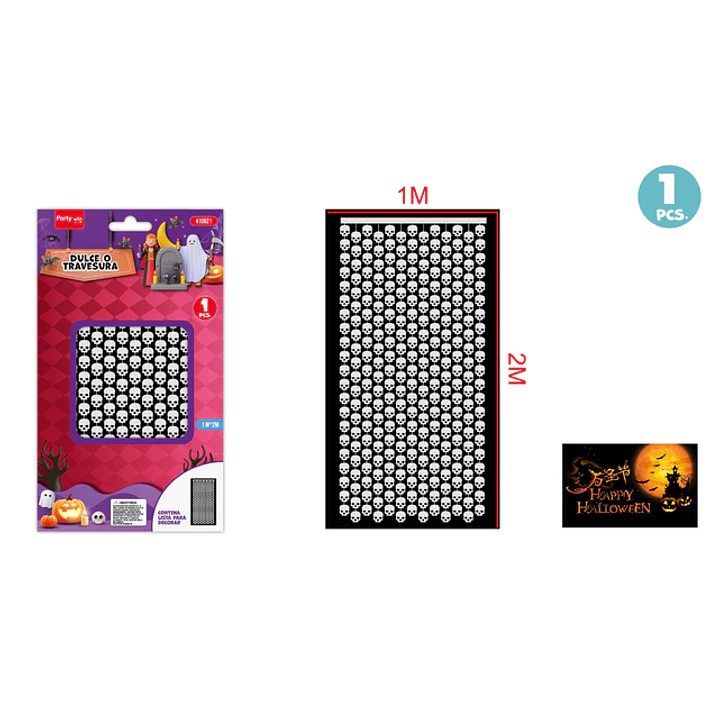 Cortina Para Halloween Esqueleto 1X2M 1