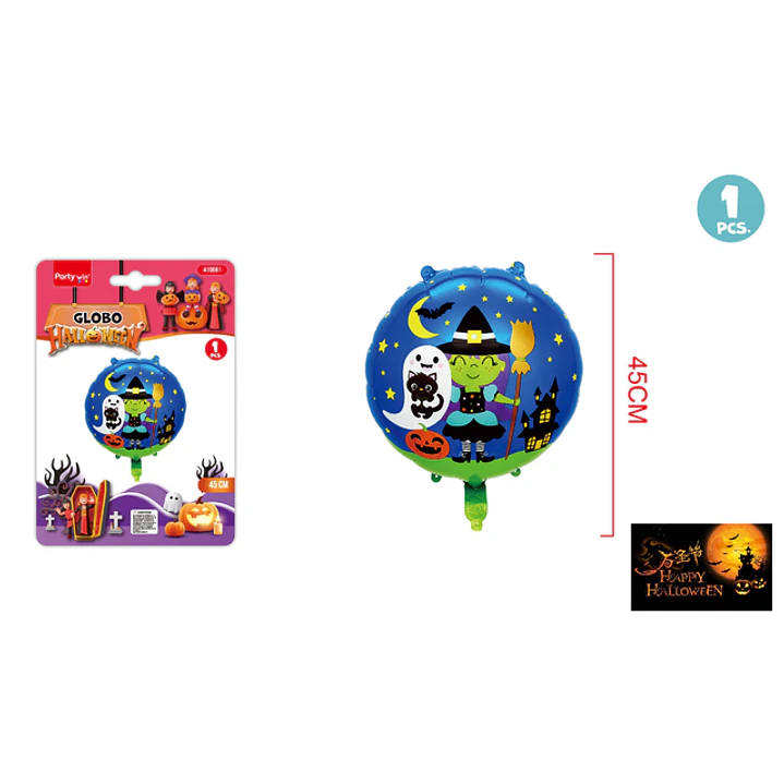 Globo Metalizado Bruja Halloween 45Cm 1