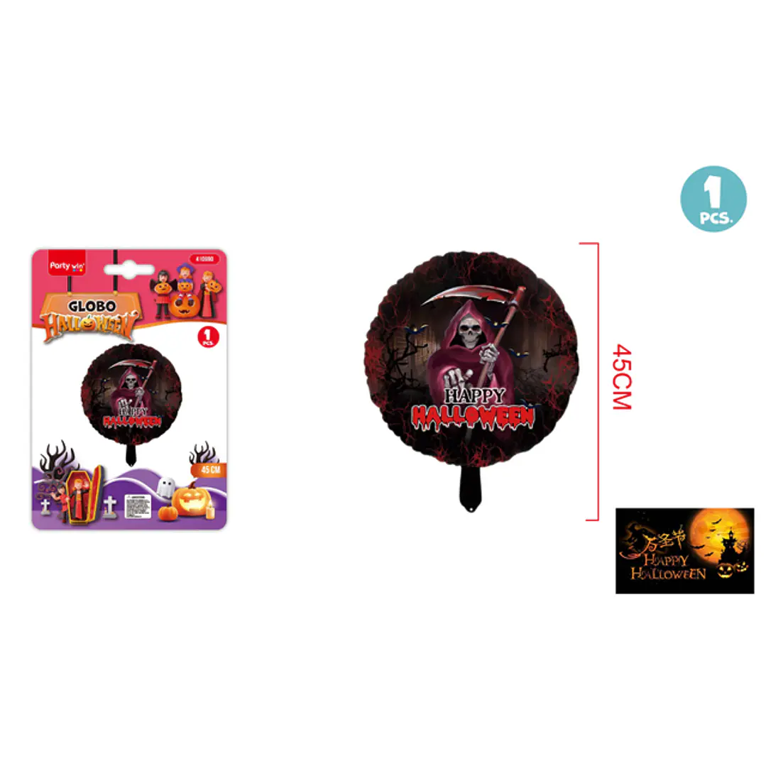 Globo Metalizado La Muerte Halloween 45Cm 1
