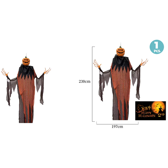 Colgante Calabaza Humano Halloween 230Cm 1
