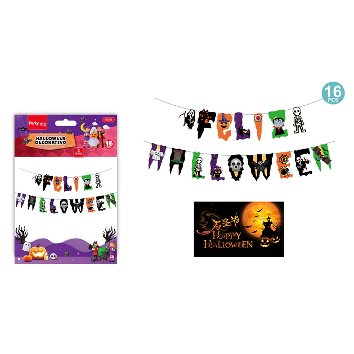 Guirnalda Letras Feliz Halloween 16 Unidades 1