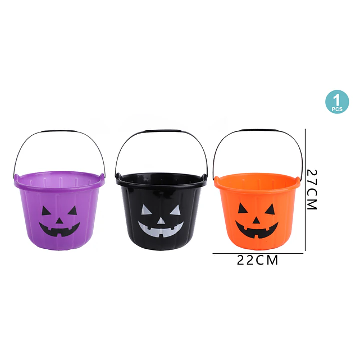 Balde Para Dulces Calabaza Colores Halloween 1