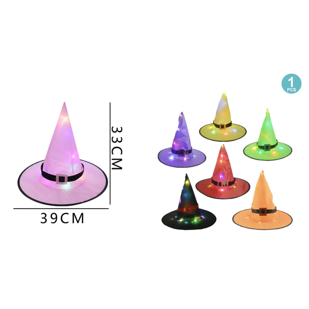 Gorro Bruja De Colores C/Luz Halloween 1