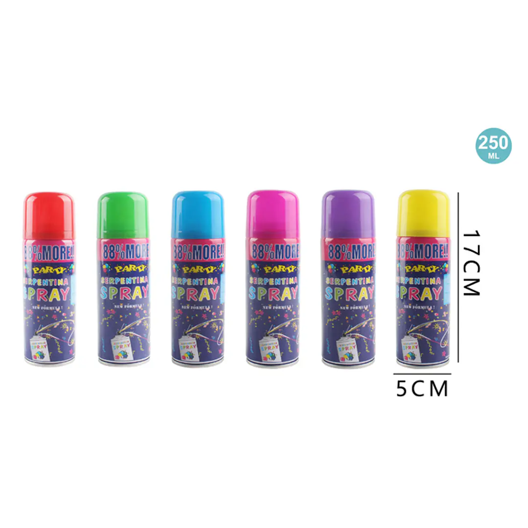 Spray Serpentina 6 Colores 48 Unidades 250Ml 1