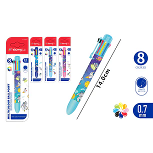 Boligrafo Multicolor 8 Colores 14Cm