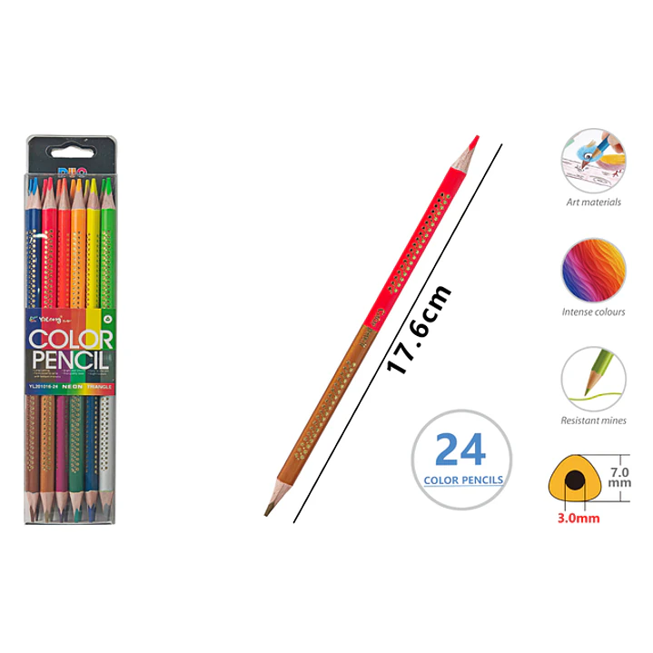 Lapices De Colores Duo 17.6Cm 12 Unidades 1
