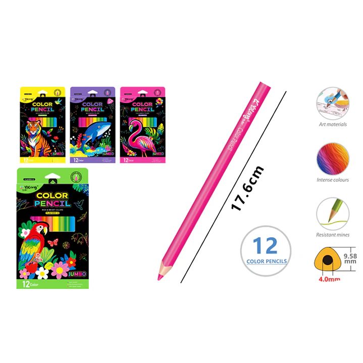 Lapices De Colores 17.6Cm 12 Unidades 1