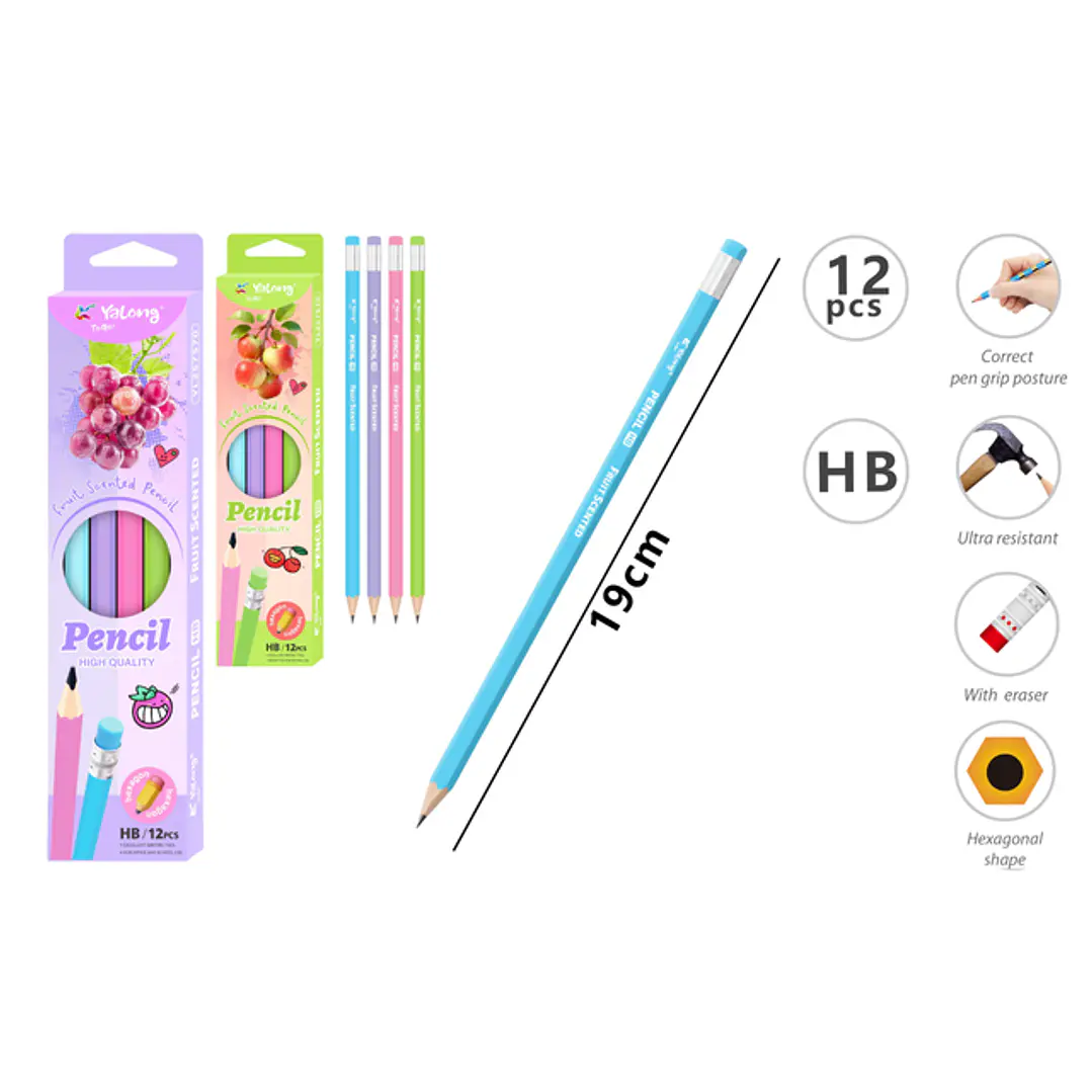 Lapices Grafito Hb Con Goma19Cm 12 Unidades 1