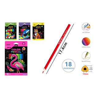 Lapices De Colores 17.6Cm 18 Unidades