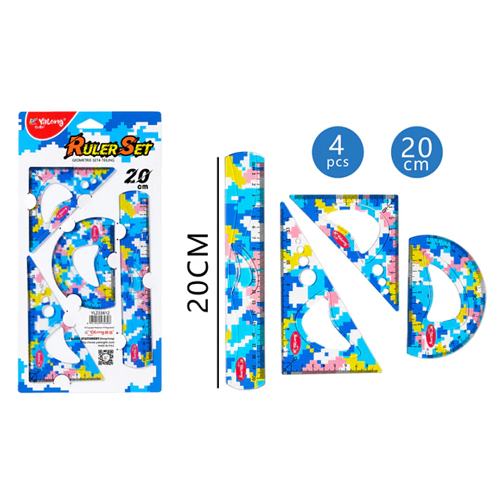 Set De Reglas Plastico 4 Unidades 20Cm 1