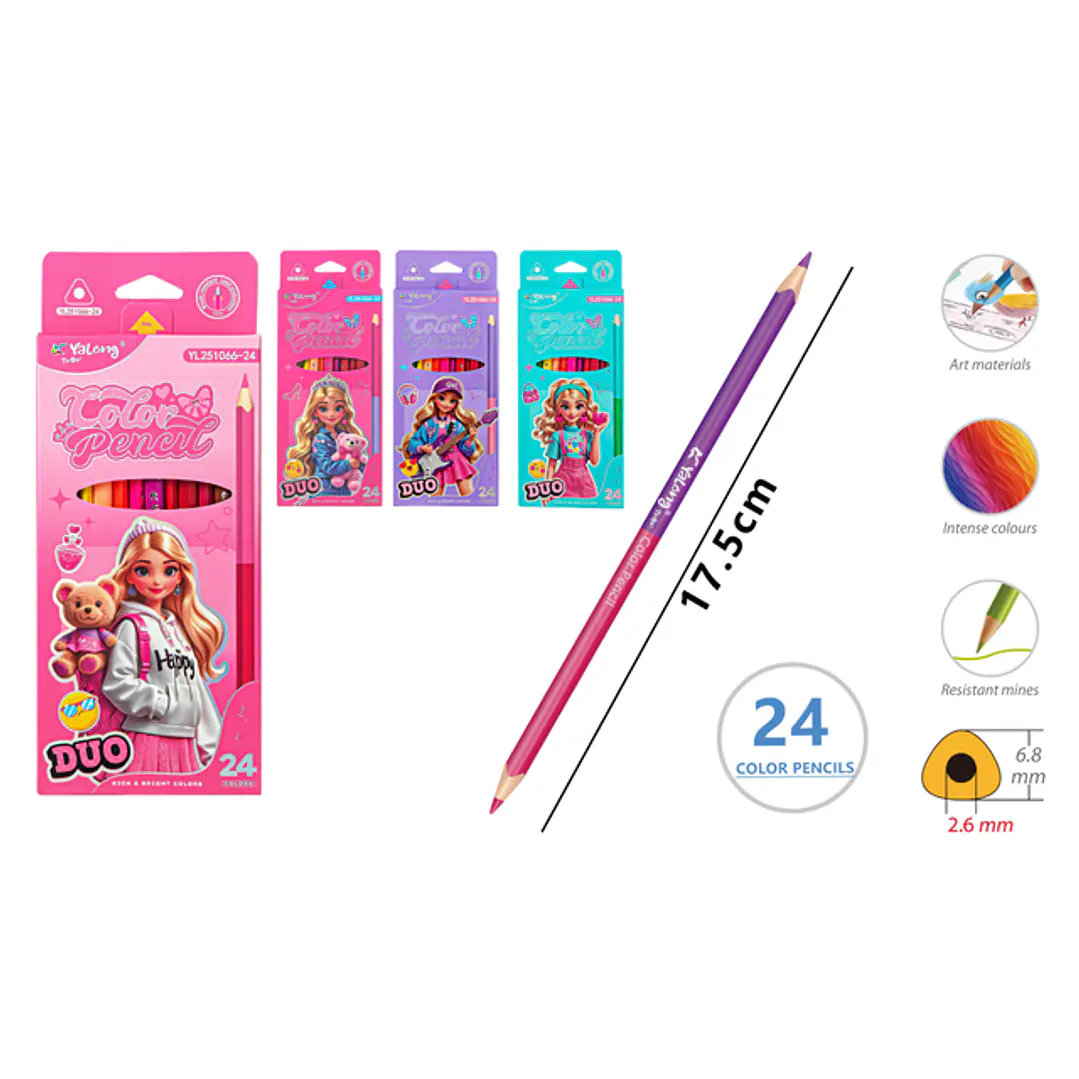 Lapices De Colores Duo 17.5Cm 12 Unidades 1