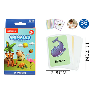 Tarjetas De Aprendizaje Animales 36 Unidades