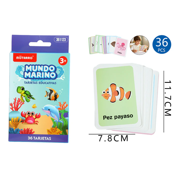 Tarjetas De Aprendizaje Animales Marinos 36 Unidades 1
