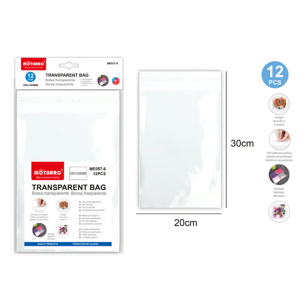 Bolsa Transparente 20X30Cm 12 Unidades 1