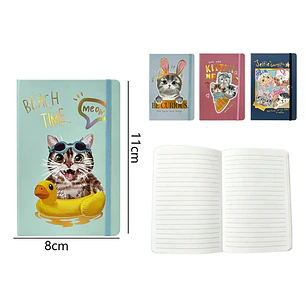 Libreta Gatos Meow Elástico 80Hojas A7