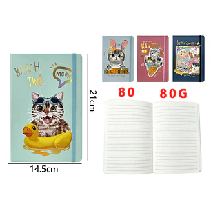 Libreta Gatos Meow Elástico 80Hojas A5
