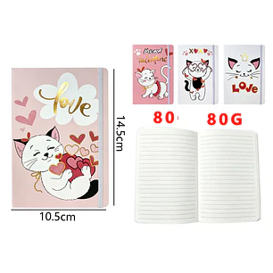 Libreta Gatito Elástico 80Hojas A6