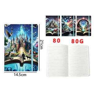 Libreta Castillos Elástico 80Hojas A5