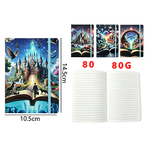 Libreta Castillos Elástico 80Hojas A6