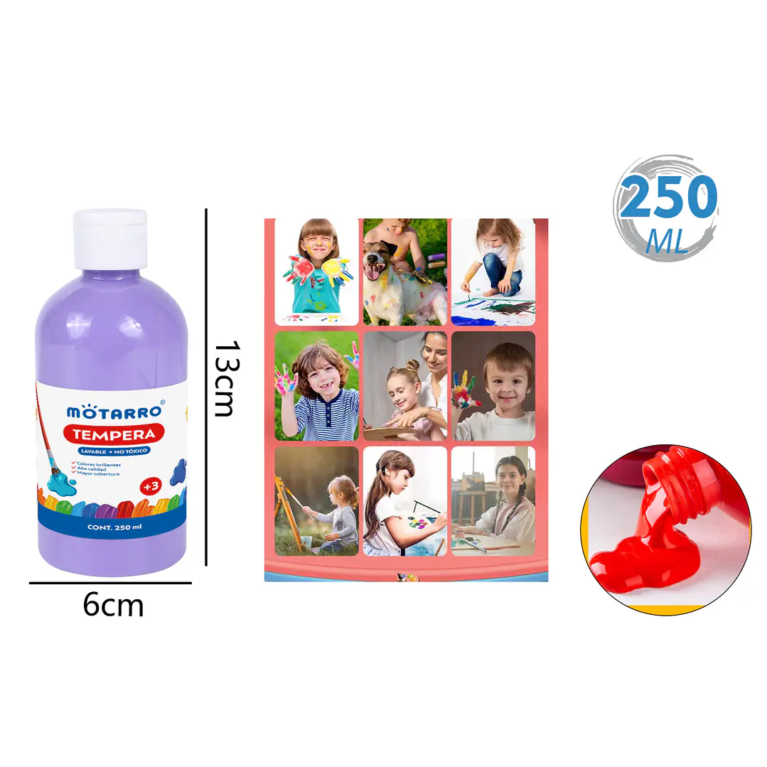 Tempera morado pastel 13x6cm 250Ml 1