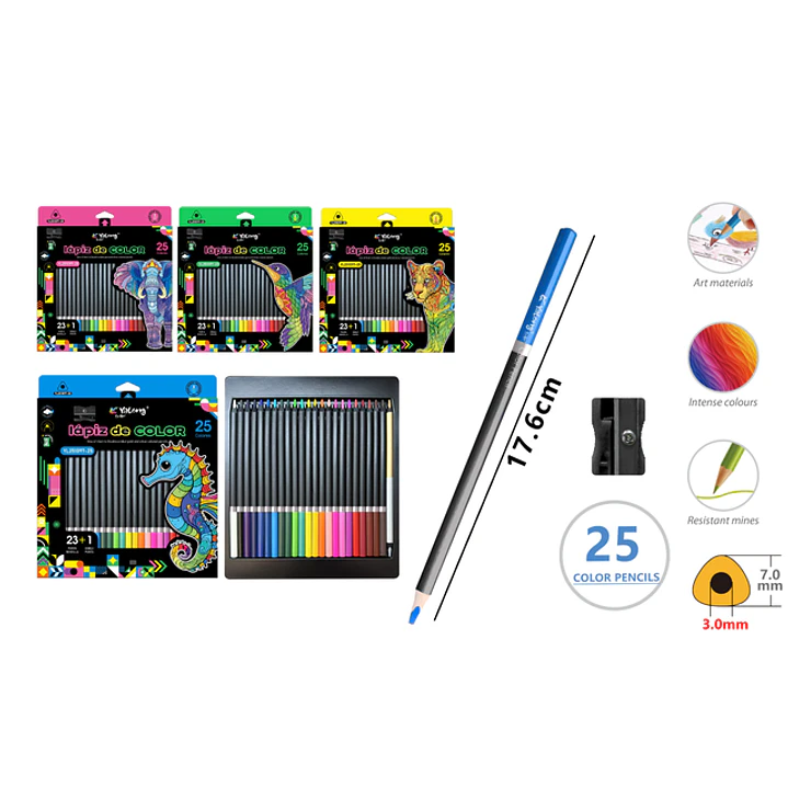 Lapices De Colores 17.6Cm 25 Unidades 1