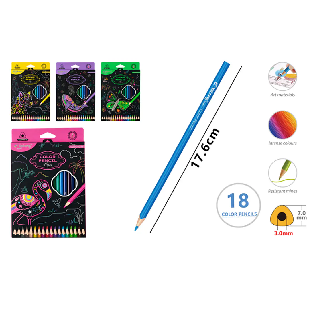 Lapices De Colores 17.6Cm 18 Unidades 1