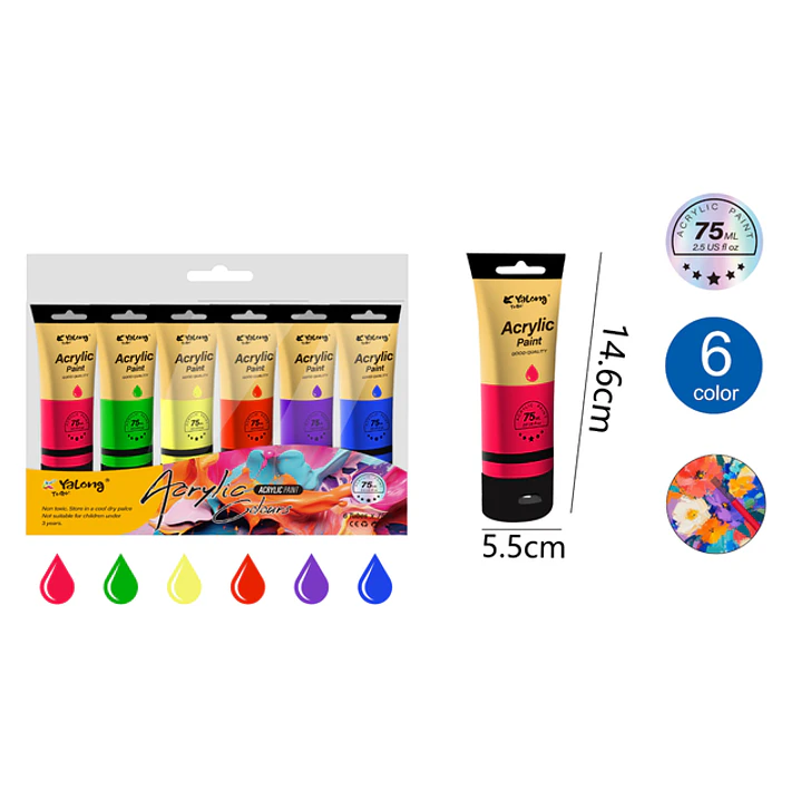 Pintura Acrilico 75Ml 6 Unidades 1
