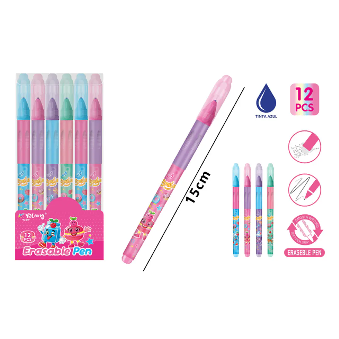 Boligrafos Borrable Azul 15Cm 12 Unidades 1