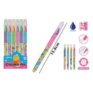 Boligrafos Borrable Azul 15.8Cm 12 Unidades