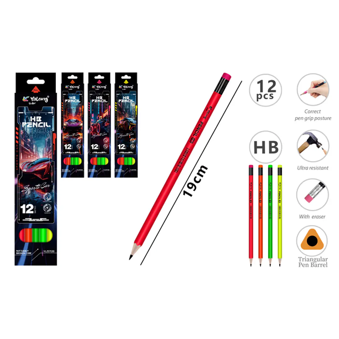 Lapices Grafito Hb Con Goma 19Cm 12 Unidades 1