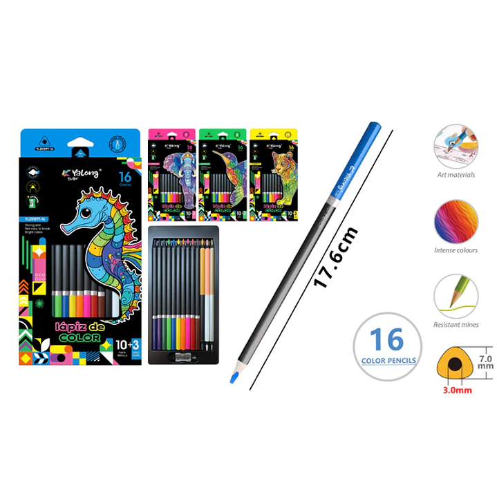 Lapices De Colores 17.6Cm 16 Unidades 1