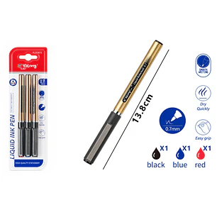 Boligrafo Gel Negro/Azul/Rojo 13.8Cm
