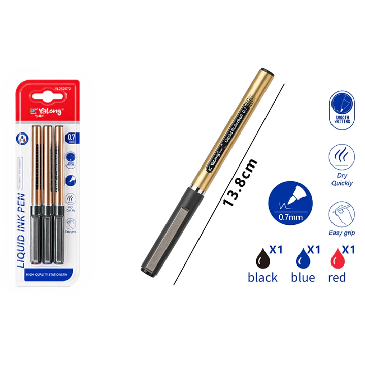 Boligrafo Gel Negro/Azul/Rojo 13.8Cm 1