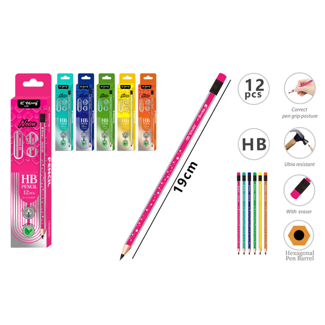 Lapices Grafito Hb Con Goma 19Cm 12 Unidades 1
