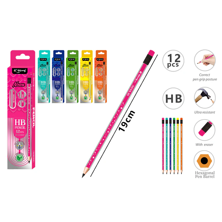 Lapices Grafito Hb Con Goma 19Cm 12 Unidades 1