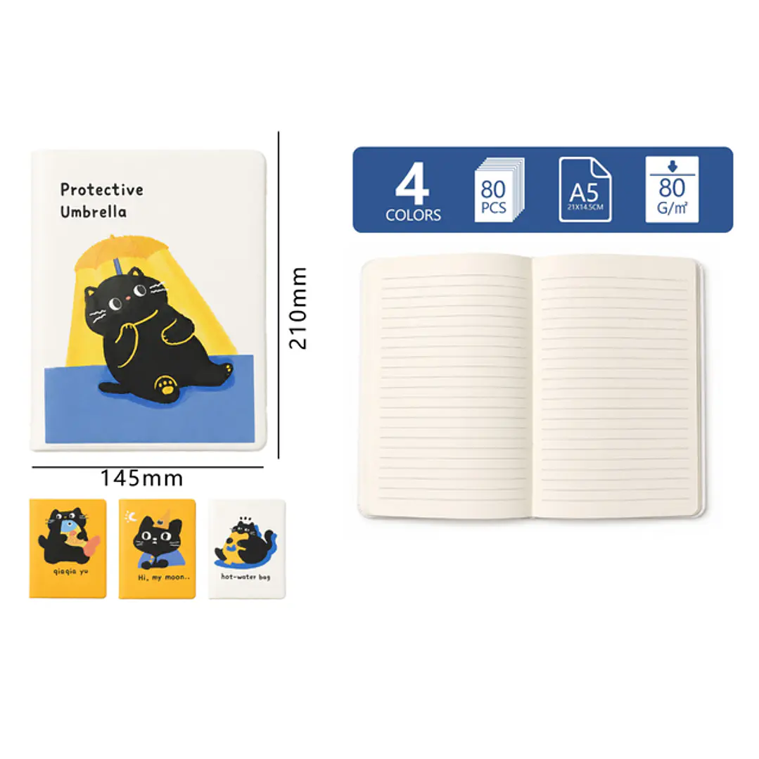 Libreta Gato 80Hojas A5 1