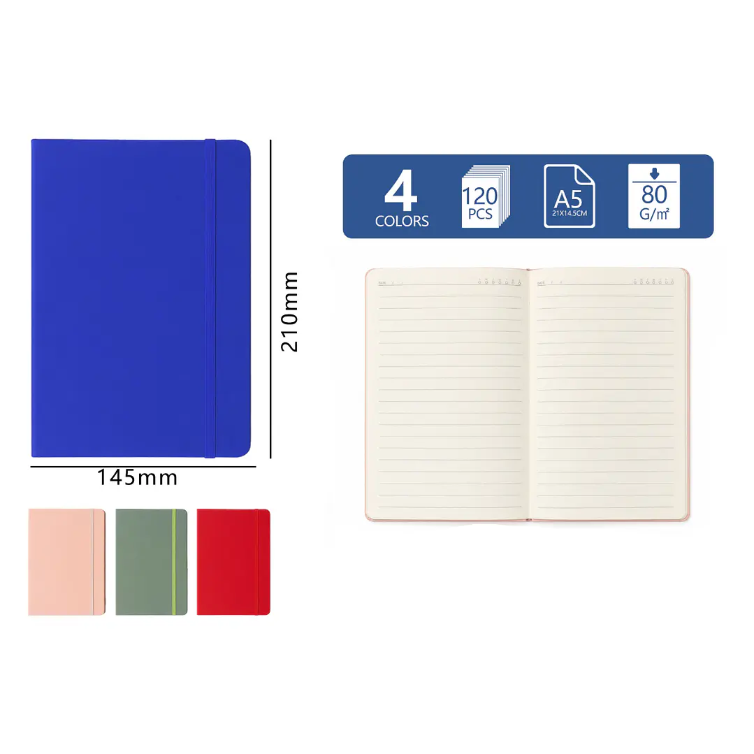 Libreta Tapa Simil Cuero 120Hojas A5 1