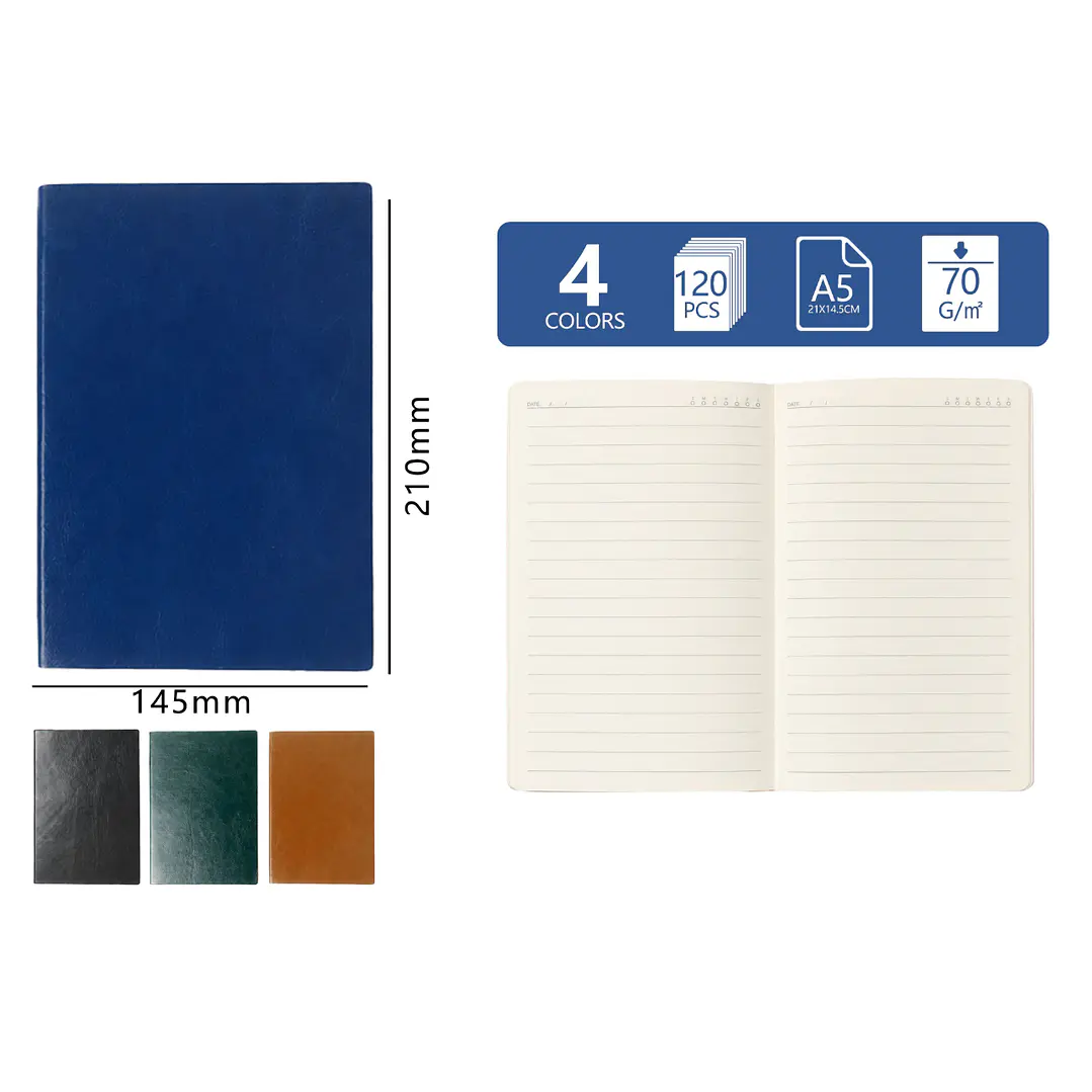 Libreta Tapa Simil Cuero 120Hojas A5 1