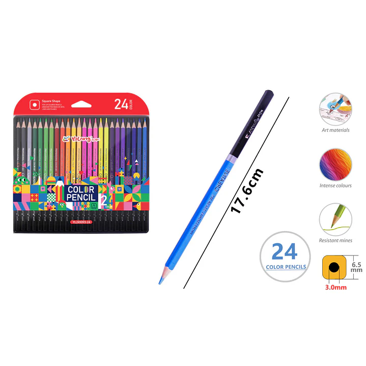 Lapices De Colores 17.6Cm 24 Unidades 1