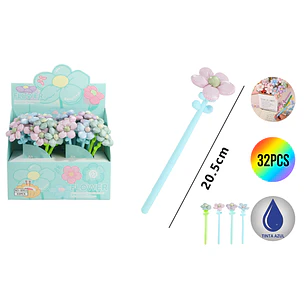 Boligrafo Gel Flores Azul 20.5Cm