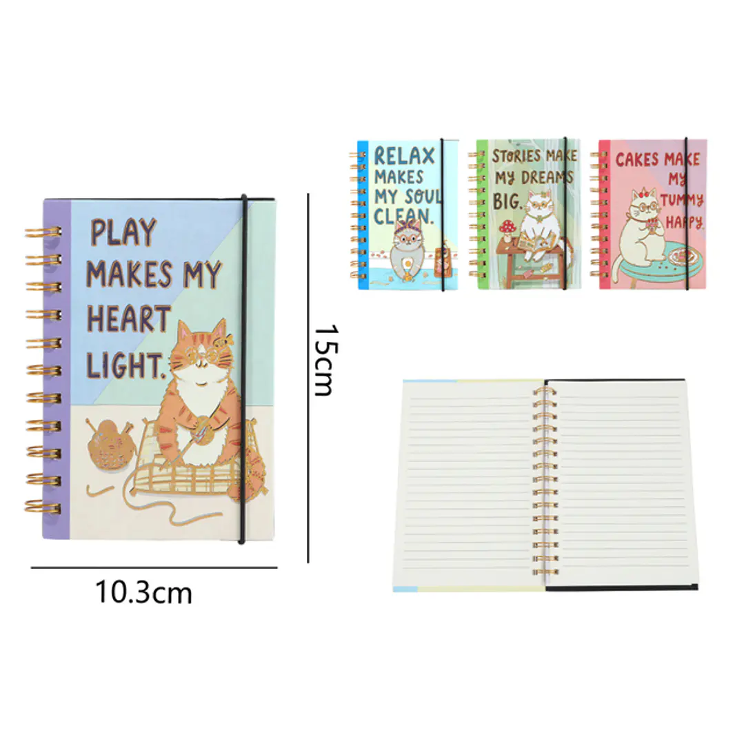 Cuaderno Con Espiral 80Hojas Gato 15x10.3cm A6 1